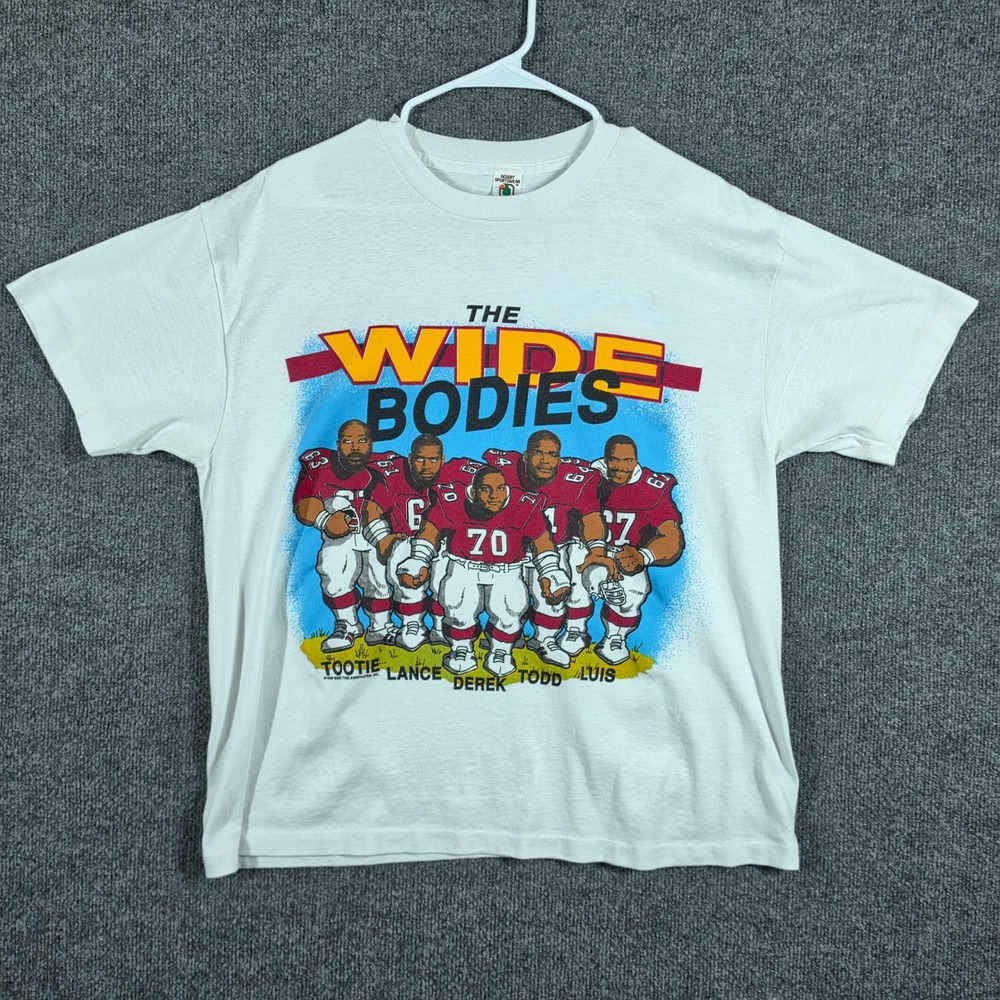 VTG 1988 Phoenix Cardinals Wide Bodies Shirt Mens XL Caricature O-Line Mark Tudi